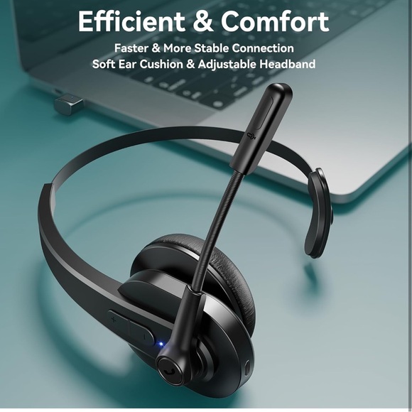 SNIB Single-Ear Wireless Noise Cancellation Bluetooth Headset with USB Dongle - Picture 3 of 7